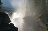 De Athabasca Falls net buiten Jasper in British Columbia in Canada
