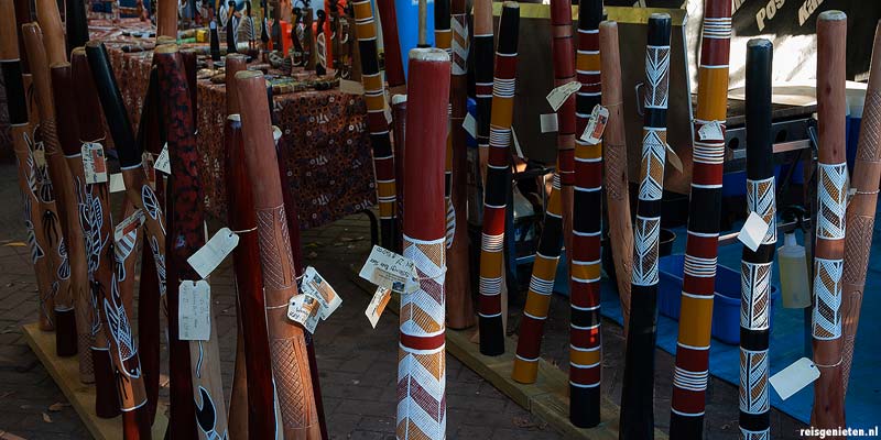 Didgeridoo's. Alleen mannen mogen het bespelen